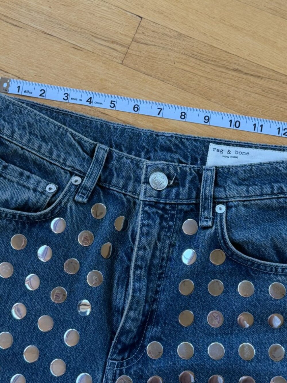 Rag & Bone Shea Studded High Rise Straight Jeans Size 25 - Picture 7 of 12